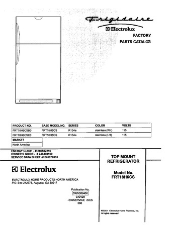 Diagram for FRT18H6CSK0