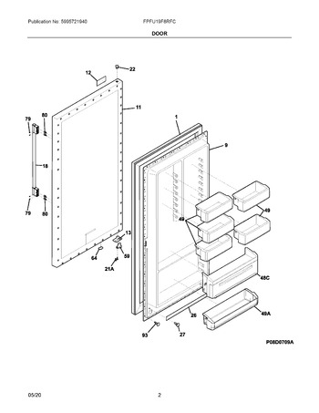 Frigidaire 297330301 ハンドルアセンブリ-