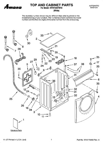 Diagram for NFW7200TW10