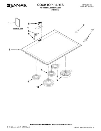 W10236961 : Whirlpool W10236961 Range Main Cooktop Glass, Black