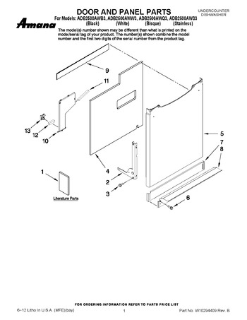 Diagram for ADB2500AWW3