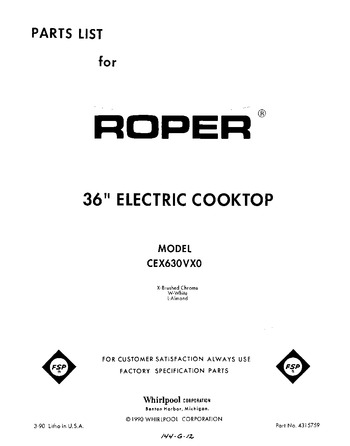 Diagram for CEX630VW0