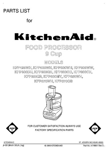 KitchenAid Food Processor Dough Blade - 4176271