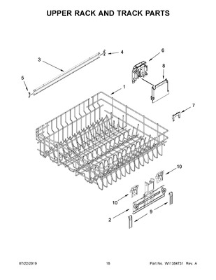 W10350375 Whirlpool Dishwasher Rack Adjuster