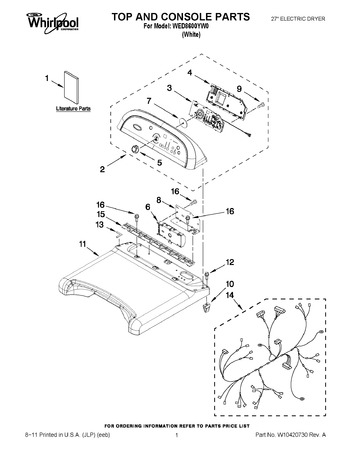 Diagram for WED8600YW0