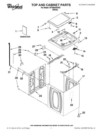 Diagram for WTW5640XW3